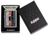 Zippo Lighter Front View Cassette Mix Tape with Inscription Love Songs Mix and Heart in Opened Black Gift Box
