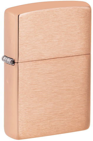 Zippo Lighter Front View ¾ Angle Basic Model in Brushed Solid Copper