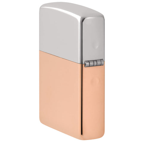 ¾ view of the Zippo Bimetal Case Copper storm lighter