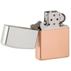 3/4 view of the unlit Zippo Bimetal Case Copper storm lighter
