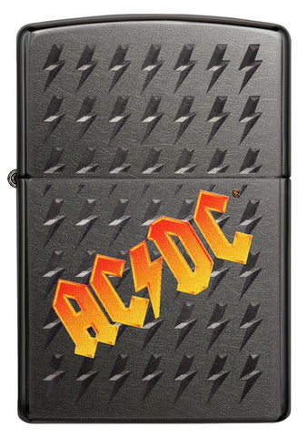 Front view of AC/DC® logo Grey Windproof Lighter