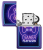 Gamer Purple Matte windproof lighter with its lid open and not lit