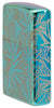 Leaf Design High Polish Teal Windproof Lighter