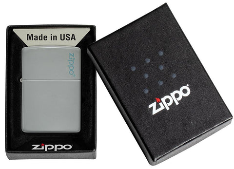 Classic Flat Grey Zippo Logo Windproof Lighter