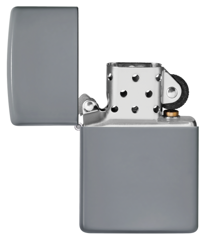 Briquet Zippo vue de face du briquet tempête Zippo Flat Grey éteint, sans flamme