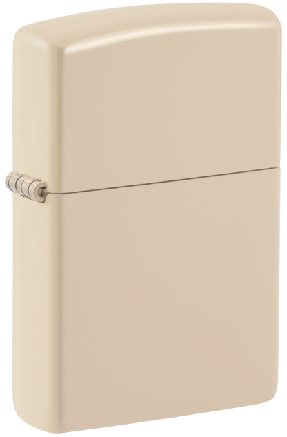 Briquet Zippo vue de trois quarts du briquet tempête Zippo Flat Sand