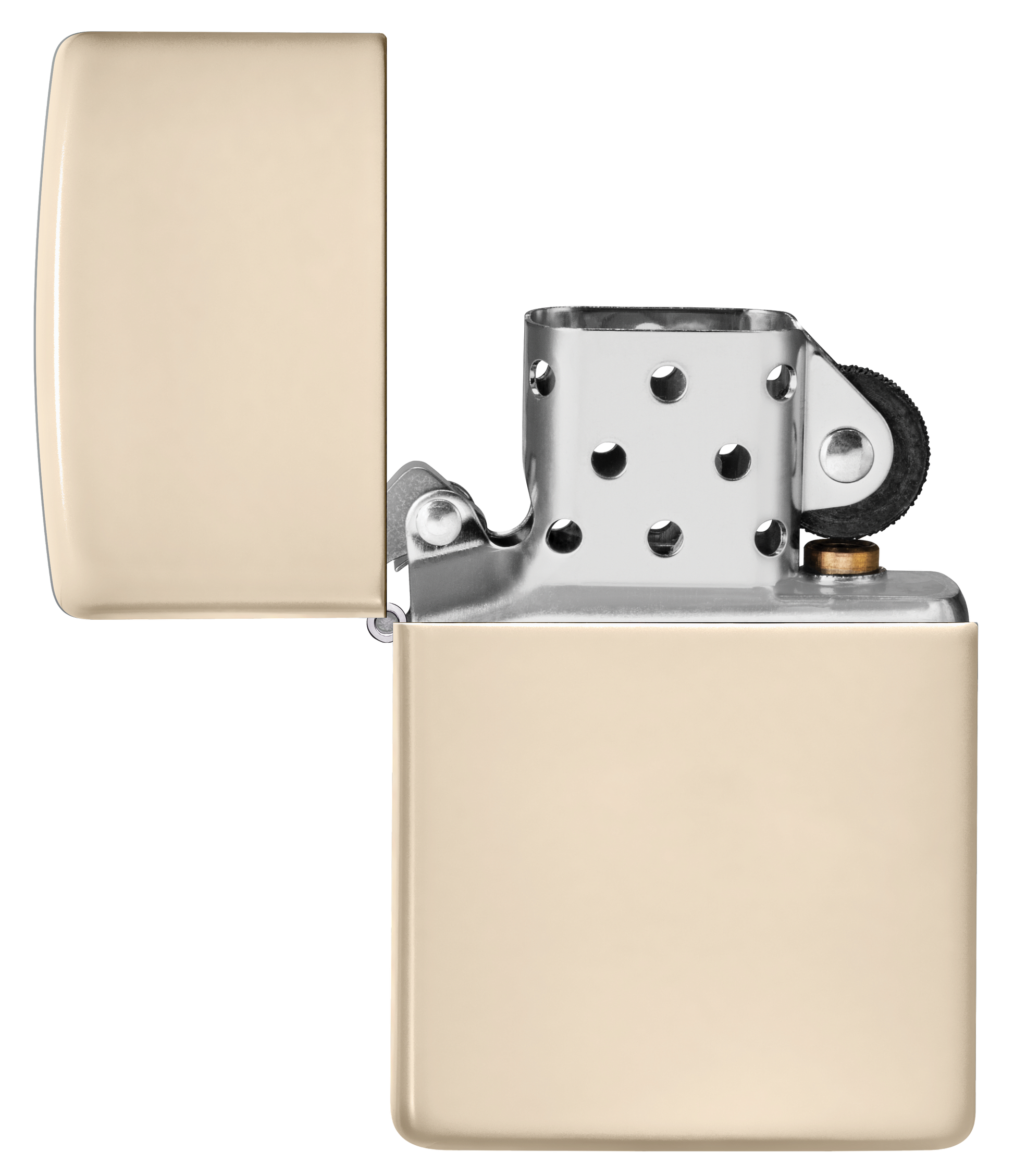 Briquet Zippo vue de face du briquet tempête Zippo Flat Sand éteint, sans flamme