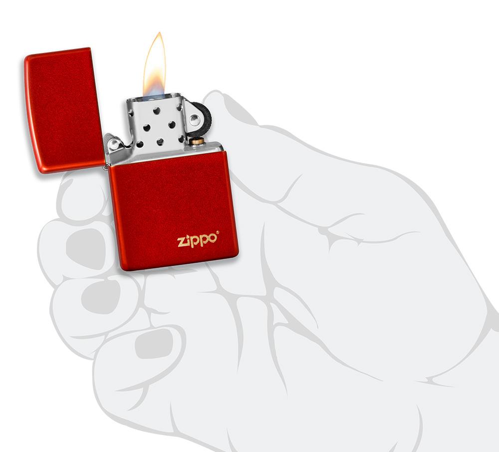 Classic Metallic Red Zippo Logo Windproof Lighter