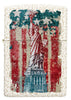 Zippo lighter front view Mercury Glass with coloured image of the Statue of Liberty and American flag in the background