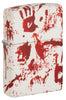 Zippo lighter front view ¾ angle 540 degree design matt white with bloody hand prints