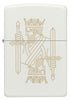 Zippo lighter front view white matte with double-sided laser engraving of a king with crown and sword