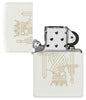 Zippo white matt lighter with double-sided laser engraving of a king with crown and sword open without flame