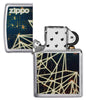 Zippo Feuerzeug chrom Zippo Logo mit geometrischer Figur geöffnet