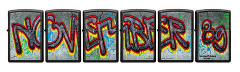 Berlin Wall Limited Edition Windproof Lighters, Set of 6 Black Crackle Colour Image designs