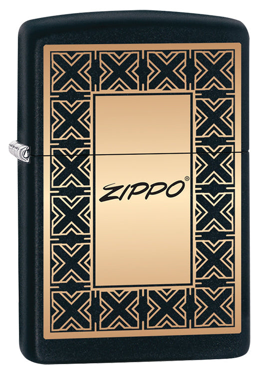 Vue de trois quarts du briquet tempête Zippo Art Deco Design