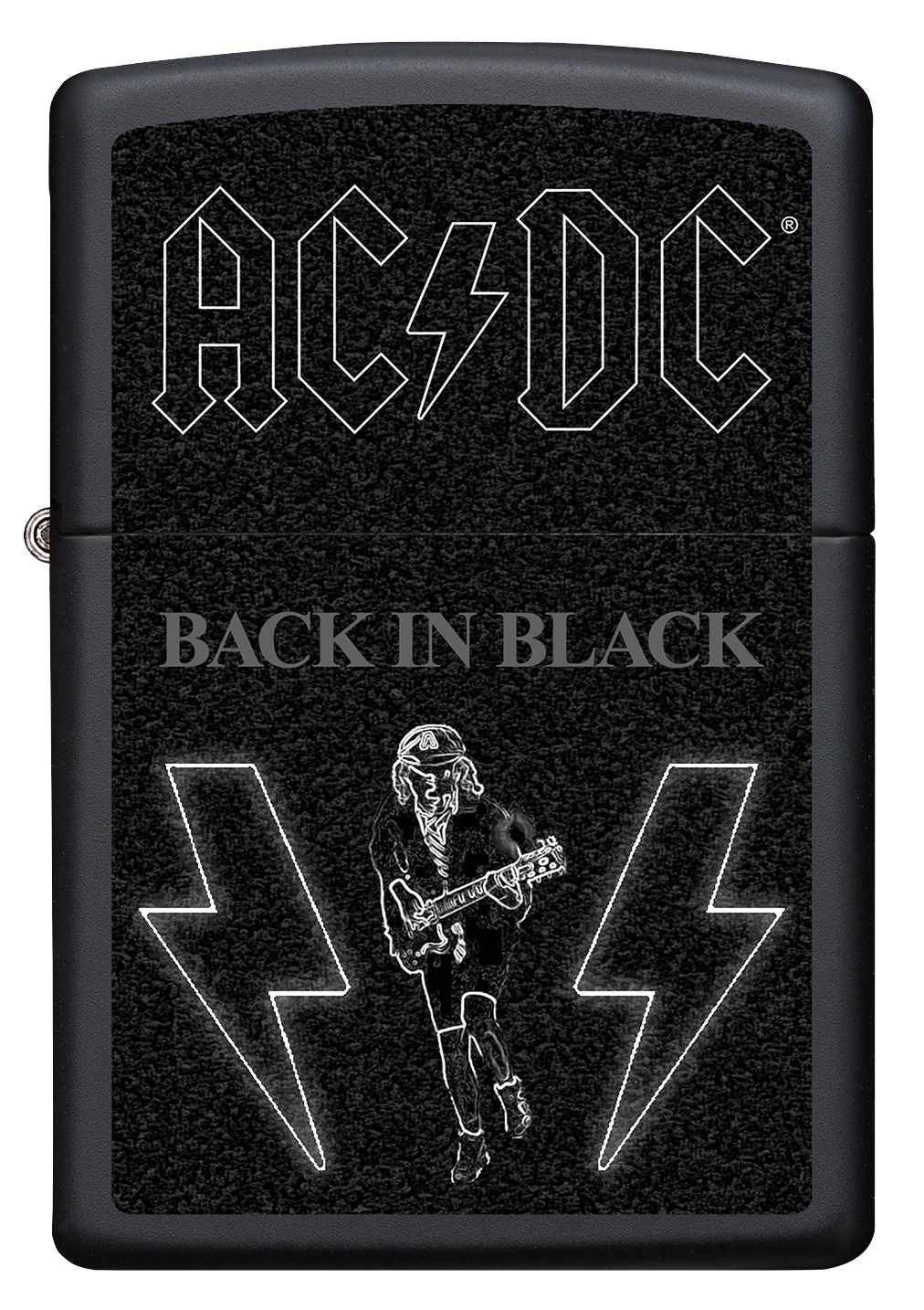 Vue de face du briquet tempête Zippo AC/DC®