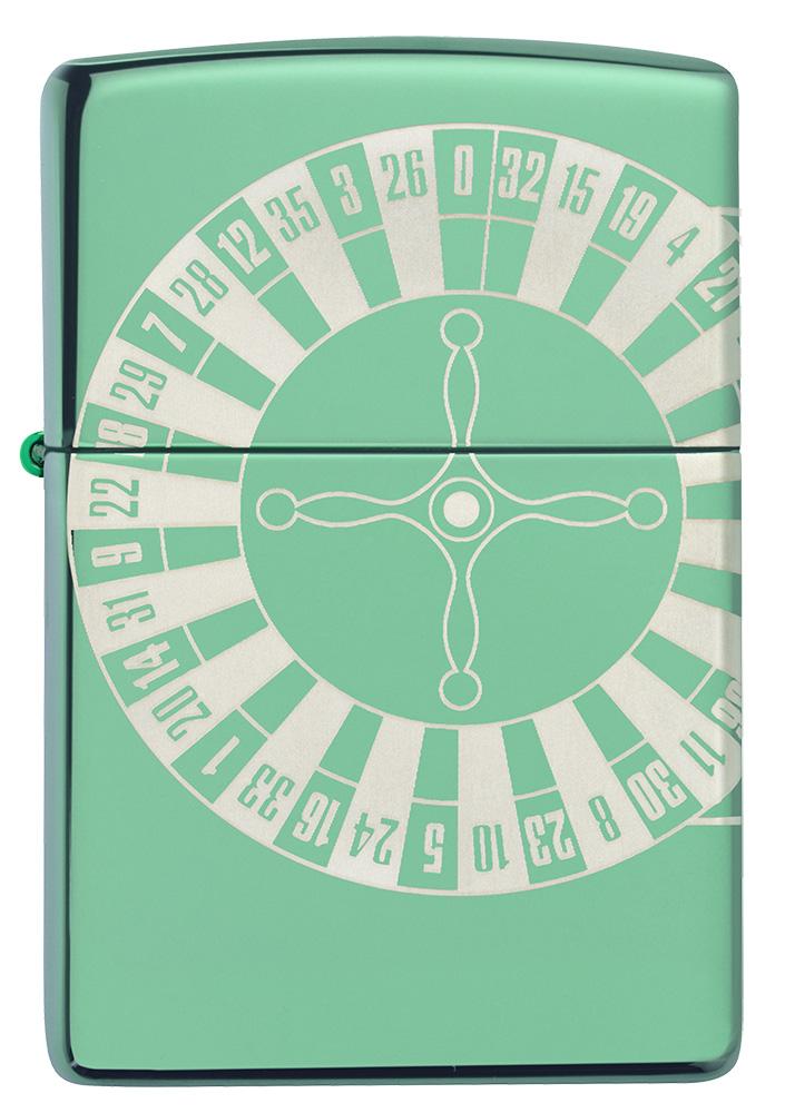 Roulette Design High Polish Green Windproof Lighter 360 Laser Engrave