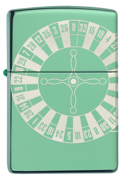 Roulette Design High Polish Green Windproof Lighter 360 Laser Engrave