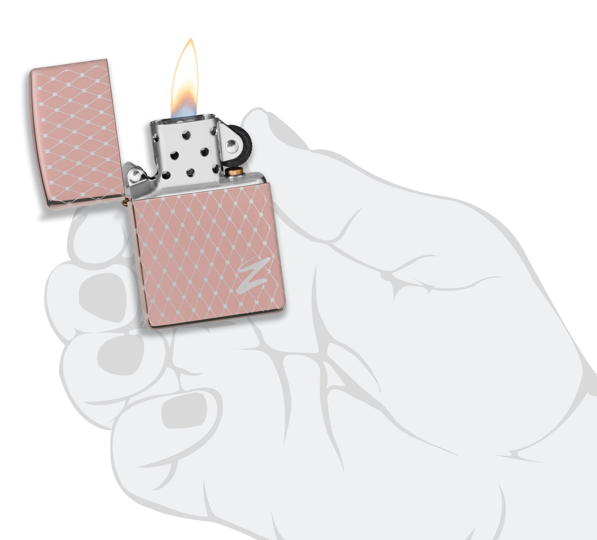  Net Pattern High Polish Rose Gold Windproof Lighter