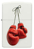 Front view Zippo lighter white with red boxing gloves