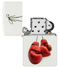 Zippo Lighter white with red boxing gloves opened without flame