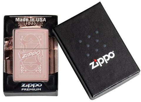 Reimagine Zippo Design High Polish Rose Gold Windproof Lighter