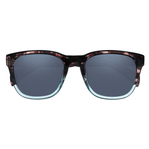 Zippo Sunglasses Front View With Square Frame In Brown Marbled And Light Blue Section In Frame