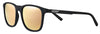 Zippo Sunglasses Front View ¾ Angle With Rose Gold-tone Lenses And Narrow Square Frame In Black With White Zippo Logo