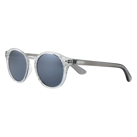 Zippo Sunglasses Front View ¾ Angle with Transparent Frame and Lenses and Temples in Grey