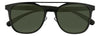 Front view of the Sunglasses bridge angular black Black frame and green lenses