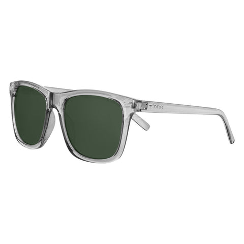 Front View 3/4 Angle Zippo Sunglasses Green Lenses With Grey Transparent Frames