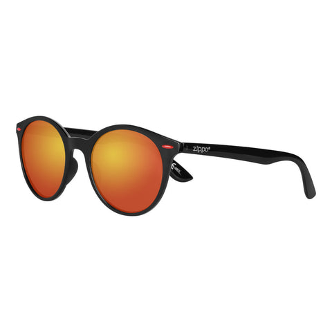 Front View 3/4 Angle Zippo Sunglasses Panto Orange Lenses With Black Frames