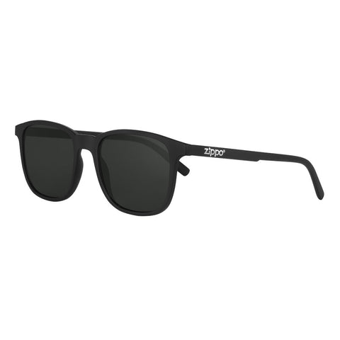 Front View 3/4 Angle Zippo Sunglasses Black Lenses With Black Frames